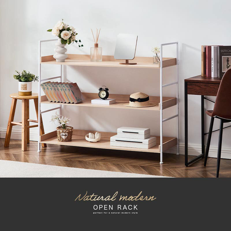 オープンラック 3段 L字棚 中段可動棚