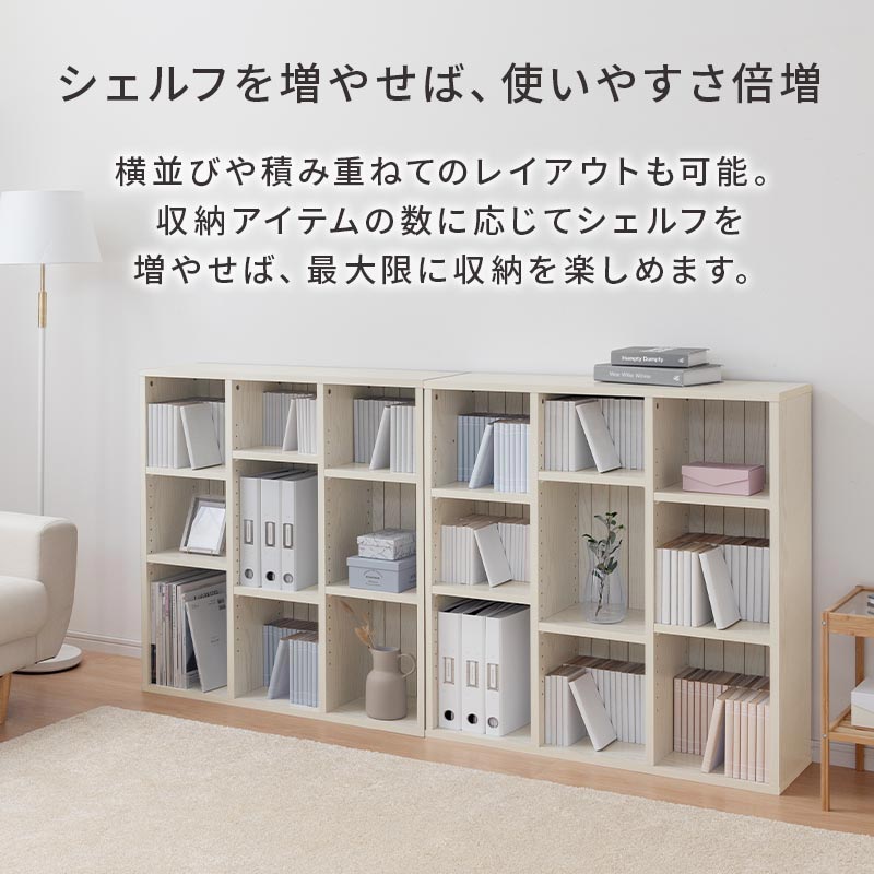 可動棚付き ロータイプブックシェルフ 本棚 ラック カラーボックス