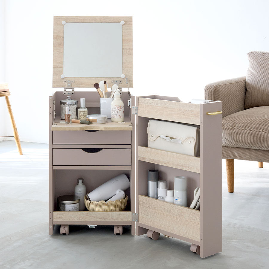 大容量収納 ドレッサーワゴン ミラー ドレッサー おしゃれ Toffy