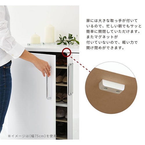 ぼん家具 ミラー付きシューズラック ロータイプ おしゃれ 収納家具