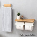 トイレットペーパーホルダー〔2連〕 棚付き ペーパーホルダー トイレットペーパーホルダー 飾り棚 天然木 スチール 2倍巻 3倍巻 太巻き 収納 簡単 DIY リノベ 賃貸 ぼん家具