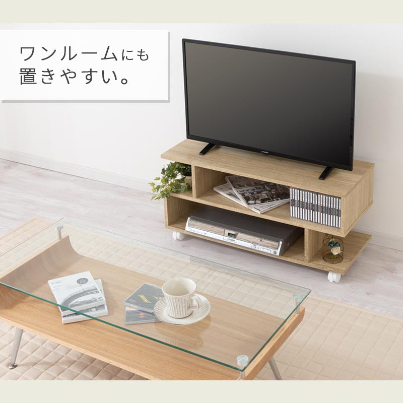 【美品】木製 テレビ台 キャスター付き 収納棚　横幅101cm 高さ28cm ぼん家具 幅80cm キャスター付きテレビ台 おしゃれ インテリア テレビ