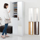 ミラー付きシューズラック ハイタイプ 幅60cm シューズボックス シューズラック 下駄箱 ミラー付き 靴箱 スリム 幅60 コンパクト 大容量 玄関収納 ラック 棚 日本製 収納ボックス 玄関 ハイタイプ 省スペース ぼん家具