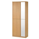 ミラー付きシューズラック ハイタイプ 幅75cm 下駄箱 鏡付き おしゃれ シューズボックス 収納 スリム 大容量 靴箱 ハイタイプ 省スペース コンパクト くつ入れ 棚 プッシュ扉 日本製 玄関収納 北欧 ぼん家具