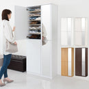 ミラー付きシューズラック ハイタイプ 幅75cm 下駄箱 鏡付き おしゃれ シューズボックス 収納 スリム 大容量 靴箱 ハイタイプ 省スペース コンパクト くつ入れ 棚 プッシュ扉 日本製 玄関収納 北欧 ぼん家具