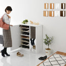 ミラー付きシューズラック ロータイプ