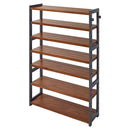 シューズラック 7段 幅85cm シューズラック 7段 幅85cm 靴箱 シューズボックス おしゃれ 下駄箱 オープンラック 天然木 ディスプレイラック 飾り棚 木製棚 可動棚 棚板 居間 玄関 ぼん家具