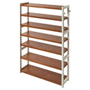 シューズラック 7段 幅85cm シューズラック 7段 幅85cm 靴箱 シューズボックス おしゃれ 下駄箱 オープンラック 天然木 ディスプレイラック 飾り棚 木製棚 可動棚 棚板 居間 玄関 ぼん家具