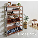 シューズラック 7段 幅85cm シューズラック 7段 幅85cm 靴箱 シューズボックス おしゃれ 下駄箱 オープンラック 天然木 ディスプレイラック 飾り棚 木製棚 可動棚 棚板 居間 玄関 ぼん家具