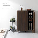 シューズボックス シューズボックス おしゃれ シューズラック ブーツラック 扉付き 3扉 2列 7段 5段 可動棚 高さ調整 シューズBOX 木製 約 幅70 高さ100 奥行35cm ぼん家具