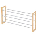 伸縮式シューズラック シューズラック 靴 収納ラック 伸縮式 玄関 靴収納 省スペース 下駄箱 オープンラック 靴箱 木目 軽量 3段 約 18足 靴ラック スリッパ収納 薄型 ぼん家具