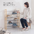 伸縮式シューズラック シューズラック 靴 収納ラック 伸縮式 玄関 靴収納 省スペース 下駄箱 オープンラック 靴箱 木目 軽量 3段 約 18足 靴ラック スリッパ収納 薄型 ぼん家具