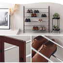 伸縮式シューズラック シューズラック 靴 収納ラック 伸縮式 玄関 靴収納 省スペース 下駄箱 オープンラック 靴箱 木目 軽量 3段 約 18足 靴ラック スリッパ収納 薄型 ぼん家具