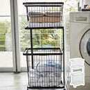 ランドリーワゴン＋バスケット TOWER 山崎実業 ランドリーワゴン バスケット ランドリー収納 スチール ランドリーラック 山崎実業