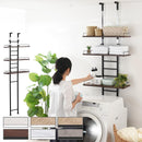 つっぱり式ランドリーラック ランドリーラック 突っ張り棚 洗濯機ラック 収納 3段 おしゃれ 洗濯ラック スリム 隙間 壁面 幅60cm 縦型 洗濯機上収納 防水パン 洗面所 ぼん家具