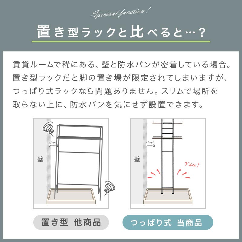 つっぱり式ランドリーラック