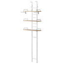 つっぱり式ランドリーラック〔ハンガーバー付き〕 洗濯機ラック ランドリーラック 突っ張り 伸縮 収納 棚 3段 おしゃれ ランドリー収納 スリム 幅60 縦型 洗濯機上 タオル収納 大理石 調 ハンガーバー ぼん家具