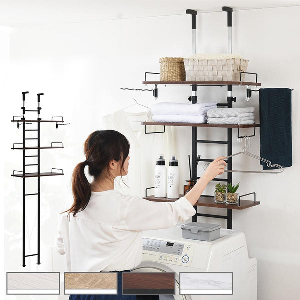 ぼん家具 つっぱり式ランドリーラック 幅60cm ハンガーバー付き