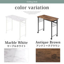 折りたたみ式テーブル パソコンデスク 折りたたみデスク 作業机 コンパクト おしゃれ 木製 キャスター付 約 幅80 奥行40 高さ70 折り畳み 省スペース 大理石風 アンティーク ぼん家具