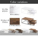 ネストテーブル テーブル ローテーブル おしゃれ ネストテーブル センターテーブル リビングテーブル 伸縮 木製 デスク 北欧 大理石風 アンティーク調 棚付き 可動棚 ぼん家具