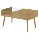引き出し付きセンターテーブル センターテーブル 引き出し 収納付き ローテーブル 収納 テーブル ガラス天板 木製テーブル テーブル収納 ガラス 魅せる収納 幅80 奥行45 低め ぼん家具