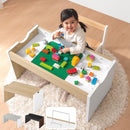 キッズテーブル キッズデスク キッズテーブル 90×45 子供 テーブル 子供用テーブル 机 木製 レゴ ブロック おもちゃ 収納 フチ付き タブレット スタンド付き フタ ぼん家具