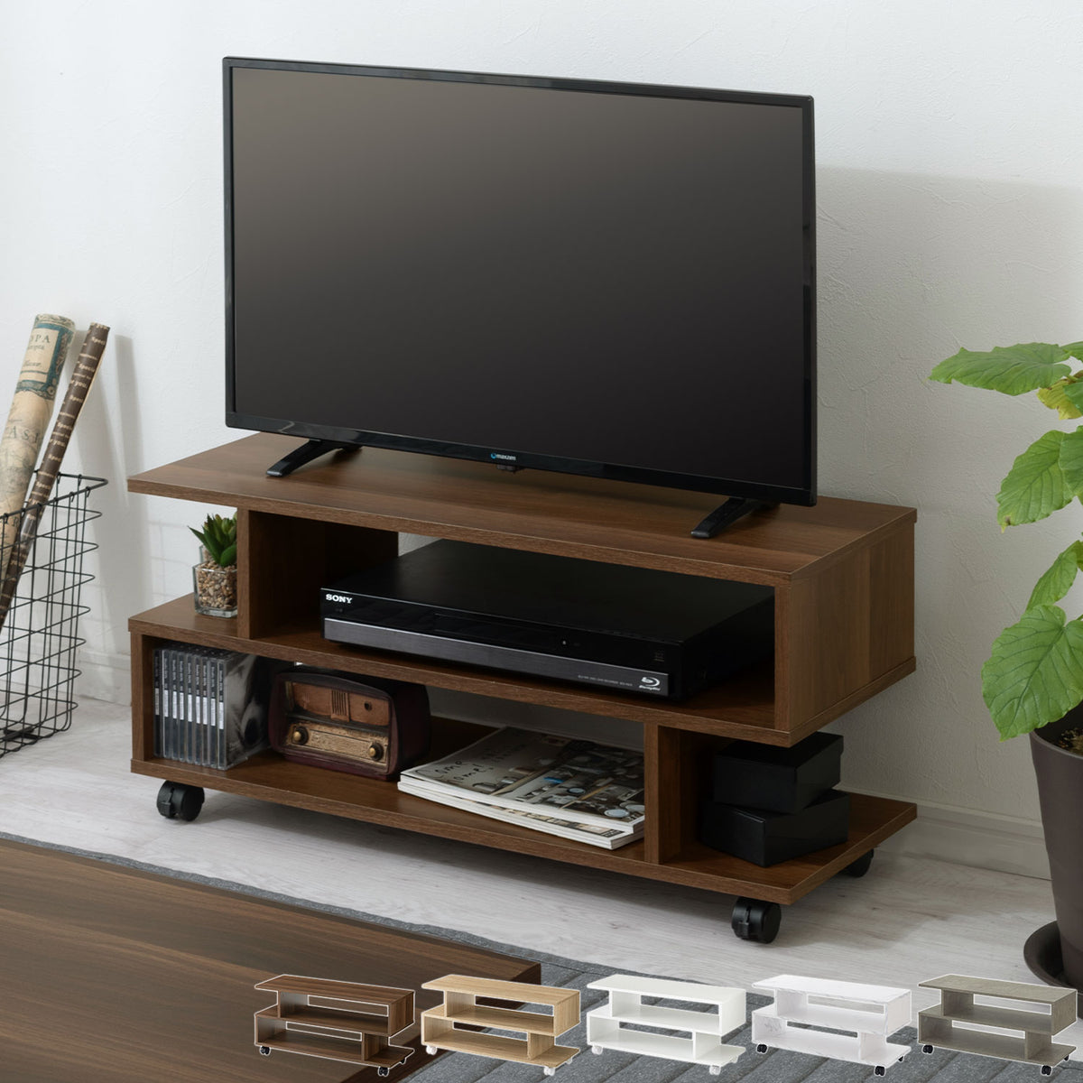 【送料込み】完成品　テレビ台 テレビボード キャスター付き 収納棚　組立品 ぼん家具 幅80cm キャスター付きテレビ台 おしゃれ インテリア テレビ