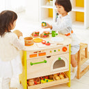 森のアイランドキッチン おままごと キッチン おもちゃ コンロ ごっこ遊び 天然木 子供 幼児 絵本ラック 蛇口 収納 お片付け 誕生日 4歳 5歳 可愛い ぼん家具