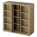 スライド本棚〔幅90cm〕 本棚 スライド 4段 可動棚  前後 2列 木目調 ラック コミック 漫画 大容量 収納棚 ぼん家具