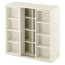 スライド本棚〔幅90cm〕 本棚 スライド 4段 可動棚  前後 2列 木目調 ラック コミック 漫画 大容量 収納棚 ぼん家具