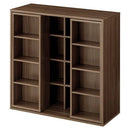 スライド本棚〔幅90cm〕 本棚 スライド 4段 可動棚  前後 2列 木目調 ラック コミック 漫画 大容量 収納棚 ぼん家具