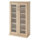 ガラス扉キャビネット〔2扉タイプ〕 ガラスキャビネット 2扉付き 6段 可動棚 本棚 漫画 コミック 薄型 大容量 収納 木目調 リビング ぼん家具