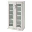 ガラス扉キャビネット〔2扉タイプ〕 ガラスキャビネット 2扉付き 6段 可動棚 本棚 漫画 コミック 薄型 大容量 収納 木目調 リビング ぼん家具