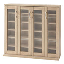 ガラス扉キャビネット〔4扉タイプ〕 本棚 収納棚 コミックラック 扉付き cdラック dvdラック 大容量 薄型 おしゃれ 木製 スリム キャビネット ガラス扉 スライド 漫画 収納 ぼん家具