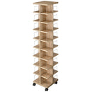 マルチタワーラック〔オープンタイプ〕 本棚 回転 タワー ラック 9段 可動棚 キャスター コミック 漫画 ㏅ 大容量 ディスプレイ ぼん家具