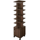 マルチタワーラック〔鍵付タイプ〕 本棚 回転 タワー ラック 扉付き 可動棚 鍵付き キャスター コミック ㏅ 大容量 縦収納 ぼん家具