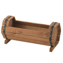 木製樽プランター プランター 花壇 ガーデニング 鉢 寄せ植え かご おしゃれ 木製 屋外 室内 スリム 軽量 長方形 横長 樽 ボックス 50cm 園芸 菜園 ベランダ 玄関 ぼん家具