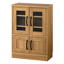 キッチン収納〔食器棚・ロータイプ〕 キッチンキャビネット ロータイプ 可動棚 ガラス扉付き 食器棚 コンパクト 収納 木目調 ぼん家具