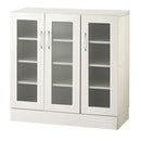 キッチン収納〔食器棚・ロータイプ〕 キッチンキャビネット ロータイプ 4段 可動棚 ガラス扉付き 食器棚 収納 木目調 北欧 ぼん家具