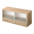 カウンター上置き収納棚〔幅60cm〕 カウンター上収納ラック 引き出し ガラス扉付き 食器棚 カップボード キッチン ぼん家具