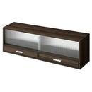 カウンター上置き収納棚〔幅90cm〕 カウンター上収納ラック 引き出し ガラス扉付き ミニ食器棚 カップボード キッチン ぼん家具