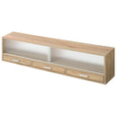 カウンター上置き収納棚〔幅120cm〕 カウンター上収納ラック 引き出し ガラス扉付き 食器棚 カップボード キッチン ぼん家具