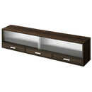 カウンター上置き収納棚〔幅120cm〕 カウンター上収納ラック 引き出し ガラス扉付き 食器棚 カップボード キッチン ぼん家具