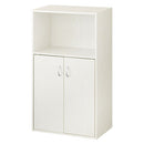 扉付き収納ラック キッチンボード 3段 可動棚 扉付き コンパクト 食器棚 収納 キッチン 木目調 ぼん家具