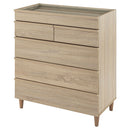 ガラスコレクションケース付チェスト チェスト 5段 脚付き ガラス天板 タンス 衣類収納 アクセサリー ディスプレイ 木目調  ぼん家具