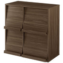 フラップチェスト フラップチェスト 4扉付き ディスプレイラック 本棚 収納 A4 キャビネット 木目調 ぼん家具