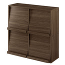 多目的ラック 本棚 cdラック 薄型 カラーボックス 収納棚 扉付き ディスプレイラック おしゃれ 木製 スライド 大容量 幅90 高さ90 フラップ扉 コミック収納 前後2列 棚 ぼん家具