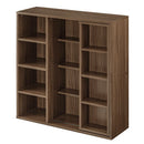 多目的ラック 本棚 cdラック 薄型 カラーボックス 収納棚 扉付き ディスプレイラック おしゃれ 木製 スライド 大容量 幅90 高さ90 フラップ扉 コミック収納 前後2列 棚 ぼん家具