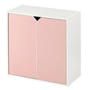 収納ボックス カラーボックス キューブボックス 2段 扉付き リビング収納 本棚 ディスプレイラック 約 幅60 奥行30 高さ60 cm ロータイプ 扉 収納棚 木製 収納 ぼん家具