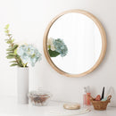 壁掛けラウンドミラー 壁掛け鏡 ウォールミラー ミラー 丸型 壁掛け 35cm 天然木 木枠 丸ミラー 壁 吊り下げ 姿見 玄関 小さめ 木製フレーム 木 飛散防止 フック付き ぼん家具